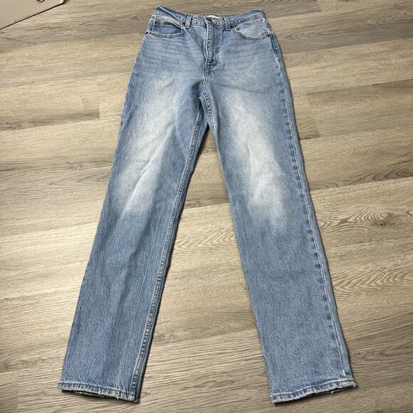 Levi's Premium 70s High Slim Straight Jeans Womens Size 26 Light Wash Denim - Picture 1 of 7